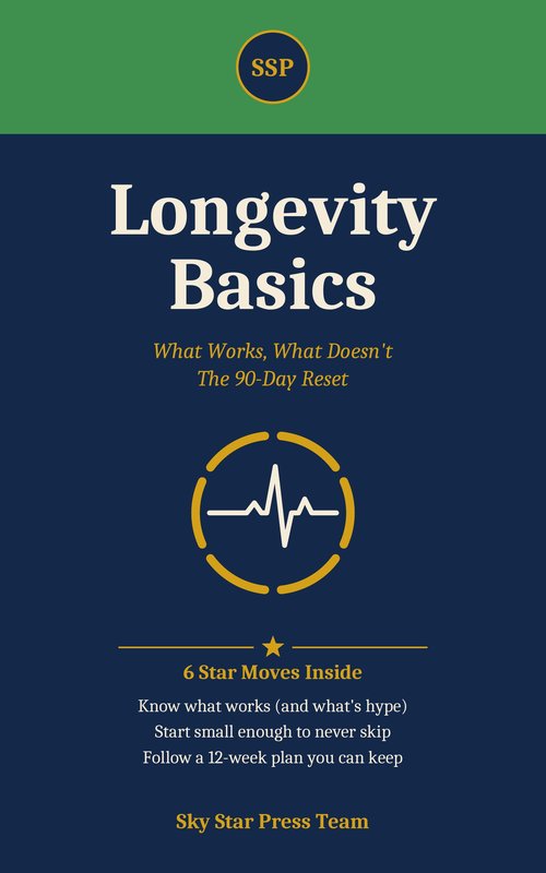Cover of Longevity Basics: What Works, What Doesn't. The 90-Day Reset, by the Sky Star Press Team